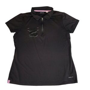 Cutter and Buck ANNIKA Black Golf Polo Shirt, 1/4 Zip Collar Front Pocket Sz XL
